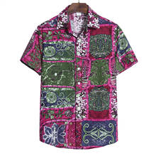 Camisa con estampado Vintage para hombre, ropa hawaiana informal de manga corta para playa, cárdigan, M-3XL 2024 - compra barato