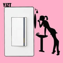 YJZT Girl Makeup Bathroom Vinyl Wall Decals Light Switch Stickers Black 8SS-2613 2024 - buy cheap
