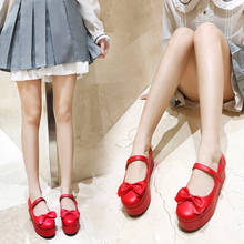 YMECHIC/2020; модные летние Японские Женские туфли с бантом в стиле Лолиты; Туфли Mary Jane на плоской платформе; цвет красный, розовый, черный; обувь на толстой плоской подошве 2024 - купить недорого