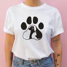 Camiseta informal De verano para Mujer, remera Harajuku con estampado divertido De perro y gato, camisetas De manga corta para Mujer 2024 - compra barato