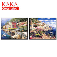 Kits de punto de cruz, juegos de costura de bordado con patrón impreso, 11ct-lienzo para pintura de decoración del hogar, paisaje completo NCKS037 2024 - compra barato