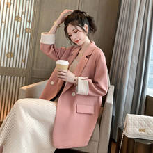 Chaqueta holgada de estilo inglés para mujer, Blazer rosa con doble botonadura, vestido informal de talla grande, chaqueta de oficina 2024 - compra barato