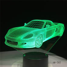 Цветная модель автомобиля с USB, 7 цветов, 3D лампа для спальни, светильник Настольная лампа, детский ночсветильник для футбола, Декор для дома на день рождения 2024 - купить недорого