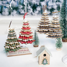 Yomdid 2020 novas decorações de natal pingentes de madeira do floco de neve cartões redondos pingente de madeira para o ano novo decoração de casa 2024 - compre barato