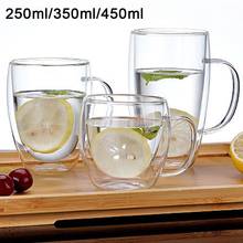 250/350/450ml Heat-resistant Double Wall Glass Water Cup Beer Coffee Cup Set Handmade Creative Beer Mug Tea Mugs Transparent Dri 2024 - buy cheap