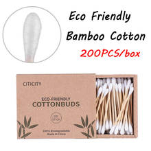 200 Pcs/Box Double Head Cotton Swab Bamboo Cotton Swab Wood Sticks Disposable Buds Cotton For Beauty Makeup Nose Ears Cleaning 2024 - buy cheap