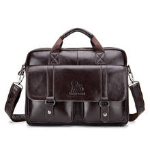 Famous Briefcase design men's Genuine Leather briefcase Male laptop bag natural Leather men Messenger bags men's Totes handbag 2024 - buy cheap