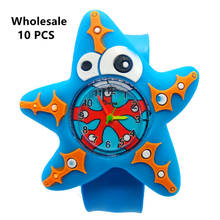 (Wholesale 10 Pcs) Starfish Cartoon Pentagram Girl Style Color Number Dial Children Watch Boys Student Clock Kids Quartz Watches 2024 - buy cheap