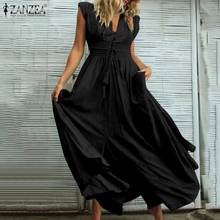 ZANZEA 2022 High Split Dress Stylish Women's Summer Sundress Sleeveless V Neck Maxi Vestidos Female High Waist Robe  7 2024 - buy cheap