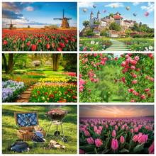 Yeele rosa tulipa jardim pôr do sol brilha casamento romântico fotografia fundos personalizados backdrops fotográficos para estúdio de fotos 2024 - compre barato