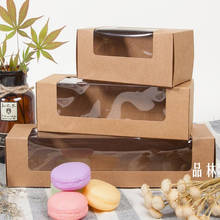 30Pcs Long Kraft Paper Box Brown Cupcake Box with window Macaron Packaging Box Wedding Party Favor Candy Boxes 2 sizes 2024 - buy cheap