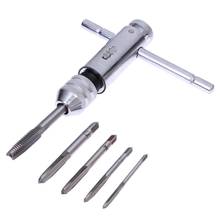6Pcs/Set Adjustable 3-8mm T-Handle Ratchet Tap Wrench with M3-M8 Machine Screw Thread Metric Plug Tap Machinist Tool 2024 - buy cheap