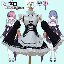 Re:zero Kara Hajimeru Isekai Seikatsu Re Life In a Different World Cosplay Ram Rem Kawaii disfraz Lolita Maid Servant vestido 2024 - compra barato