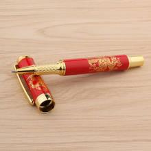 Bolígrafo Rollerball de porcelana china de lujo, pintura de dragón dorado rojo, bolígrafo de repuesto de 0,5mm 2024 - compra barato