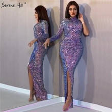 Dubai-Vestidos de Noche de lujo púrpura con lentejuelas, sexys, de un hombro, manga larga, Serene Hill, LA70306, 2021 2024 - compra barato