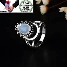 Omhxzj atacado europeu moda mulher quente festa de aniversário presente de casamento do vintage gota de água branco moonstone tai anel de prata rr856 2024 - compre barato