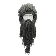 New Unisex Crazy Wig Long Beard Hat Vikingar Beanies Vikings Hats Handmade Winter Cosplay Gifts Funny Halloween Costumes Caps 2024 - buy cheap