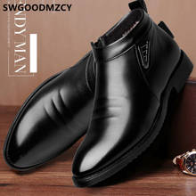 Sapatos de inverno masculinos, botas de couro para homens, sapatos de neve + calçados masculinos, schuhe herren stivali uomo 2024 - compre barato