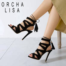 ORCHA LISA New 2021 Women Sandals Open Toe 11cm High Thin Heels Nubuck Classic Sexy Big Size 34-50 Casual Party Club A3907 2024 - buy cheap