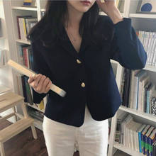2021 Korea Women Autumn Cotton Blazers Brief Jackets Coat Single Breasted Blazer Feminina Chaqueta Mujer Outer Wear Veste Femme 2024 - buy cheap