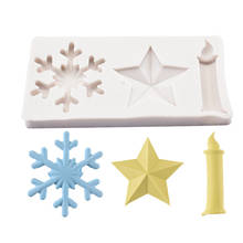 Molde de vela de estrela de cinco pontas, forma de silicone para flocos de nece chocolate, ferramenta de confeitaria, tipo fondant de inverno 2024 - compre barato