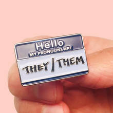 They/Them Pronouns Inspired Brooch Pins Enamel Metal Badges Lapel Pin Brooches Jackets Jeans Fashion Jewelry Accessories 2024 - buy cheap