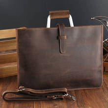 Genuine Leather Zipper Briefcase for man Bag Messenger Office Bags Male Crazy Horse Leather Laptop Bag 14 Inch Maletines Hombre 2024 - buy cheap