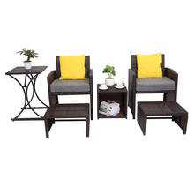 OSHION-Juego de 6 sillas de ratán, 2 pedales, 1 mesa alta, 1 mesa pequeña de almacenamiento (incluye 2 almohadas, 2 cojines de 8cm), color marrón, RFS-6 2024 - compra barato