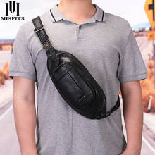 New first layer cowhide multifunctional men's belt bag Retractable belt  cross body bag Trendy man belt pouch Leather waist bag 2024 - buy cheap
