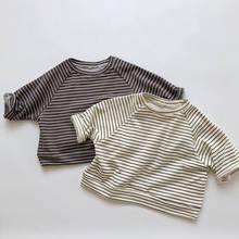 New 2021 Spring Autumn Baby Boys Girls Loose Stripe T-shirt Children Children's Baby Boys Girls Long Sleeve T-shirt 2024 - buy cheap