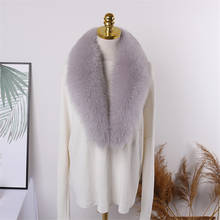 Women 100% Real Fox Fur Collar Genuine Fox fur scarf Long shawl Warm Solid Thick collar With Winter Coat  Luxury Fluffy Scarves 2024 - buy cheap
