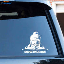 Preto/prata engraçado snowboard crânio montanha esporte moda estilo do carro decoração vinil adesivo carro c411 2024 - compre barato