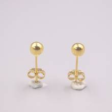 New Pure 18K Yellow/Rose/White Gold Earrings 17x5mm Round Bead Smooth Ear Stud 2024 - buy cheap