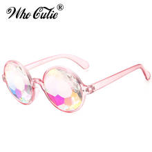 Who Cutie Kaleidoscope Sunglasses Women Retro Round Crystal Lens Prism Round Glasses Lady Gaga Celebrity Cosplay Party Dance 2024 - buy cheap