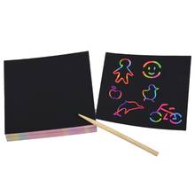 100Pcs Rainbow Scratch Art Mini Notes With Wooden Stylus Scraping Drawing Toys M17F 2024 - buy cheap