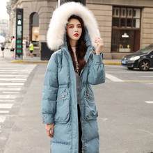 2019 зимняя женская куртка из натуральной лакированной кожи с натуральным мехом, утепленная длинная парка с капюшоном, женское пуховое пальто на утином пуху, водонепроницаемая куртка 2024 - купить недорого