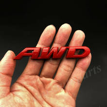 Adesivo emblema de metal vermelho awd 3d, adesivo de decalque emblema do porta-malas do carro v6 4x4 4wd 2024 - compre barato