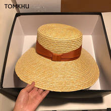 Шляпа с широкими полями, соломенная шляпа на плоской подошве, женская летняя Шляпа Дерби в Кентукки, оранжевая черная шляпа с лентой, Пляжная Повседневная Кепка ручной работы 2024 - купить недорого