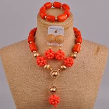 Collar de Coral africano para mujer, conjunto de joyería nupcial, cuentas de Coral nigeriano, blanco, rojo y naranja, 1c-03 2024 - compra barato