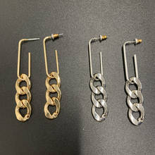 SRCOI  Chunky Chain Long Earrings Detachable Geometric Link Chain Drop Thick Punk Metal Earrings Fashion Women Party Jewelry 2024 - buy cheap