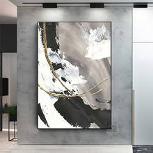 Pintura al óleo hecha a mano sobre lienzo, sala de estar abstracto para arte de pared, negro, blanco, grandes imágenes decorativas para dormitorio 2024 - compra barato