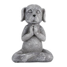 Figurita de perro meditador de Yoga, ornamento de resina portátil para exteriores, Buda Zen, meditación, perro, piedra gris 2024 - compra barato