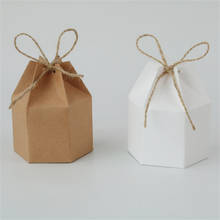 Cajas de Regalo de papel Kraft para dulces, paquete creativo con forma hexagonal de linterna, ideal para regalos de pasteles y bodas, 50 unidades 2024 - compra barato