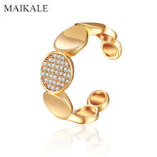 MAIKALE Creative Gold  Sequins Connected Adjustable Ring Zirconia Resizeble Open Wedding Band Rings for Women Jewelry Gift 2024 - buy cheap