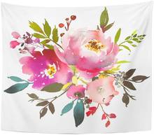 Tapestry Autumn Pink Peach Watercolor Floral Peonies Roses Leaves Baby Tapestries Wall Hanging for Living Room Bedroom Dorm 2024 - buy cheap