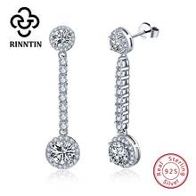 Rinntin Sterling Silver Round Shape Stud Earrings Paved AAA Cubic Zircon Classic Wedding Engagement Party Jewelry TSE53 2024 - buy cheap