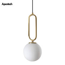 Post Modern LED Pendant Light Spherical Glass Iron Art Deco Lighting Bedroom Ceiling Hanging Lamp Hotel Bedside Night Lights 2024 - buy cheap