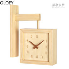 Double Face Wood Wall Clock Modern Design Living Room Silent Clock 3d Creative Square Wall Watch Home Decor  Wall Clocks 2024 - buy cheap