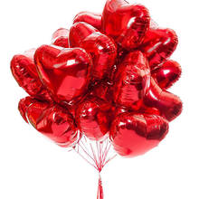 10 pçs 18 Polegada rosa vermelha folha de ouro coração balões casamento hélio balão inflável metálico decoração festa de aniversário do casamento presentes 2024 - compre barato