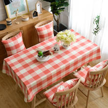 Home Party Tea Desk Decoration Fashion Pink White Plaid Table Cloth Cotton Rectangle Large Size Tablecloth 140X220CM Drop Ship 2024 - buy cheap